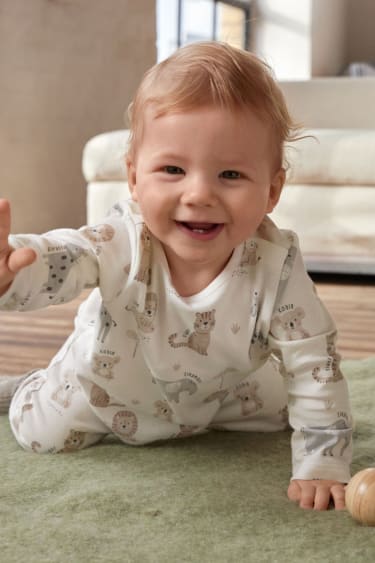 Pijama de animales con bajo a rayas blanco bebé niño Okaïdi & Obaïbi