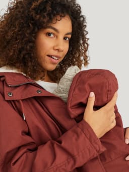 Maternity jackets with a baby pouch