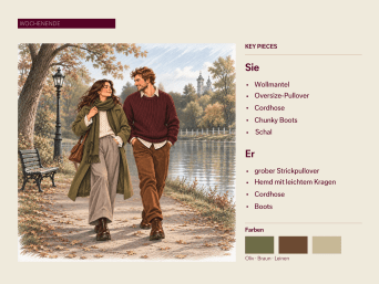 Poetcore-Look für das Wochenende: Mann und Frau machen einen Spaziergang am See.