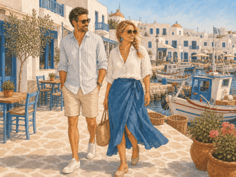 Styling-Tipp für den Urlaub in Griechenland – klassisches Ägäis-Blau bringt frische Kontraste in den Urlaubslook Styling-Tipp für den Urlaub in Griechenland – klassisches Ägäis-Blau bringt frische Kontraste in den Urlaubslook