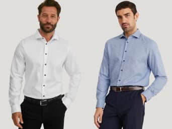 Jak dobrać rozmiar koszuli męskiej – mężczyźni ubrani w różne koszule.
