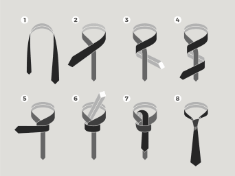 How to tie a tie: four in hand knot.