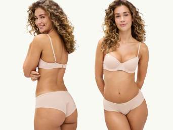 What is the right bra fit? A woman wearing a bra that fits well in different positions and whilst moving. What is the right bra fit? A woman wearing a bra that fits well in different positions and whilst moving.