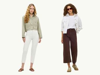 Helle Jeansjacke kombinieren: Frauen in unterschiedlichen Outfits mit Jeansjacke. Helle Jeansjacke kombinieren: Frauen in unterschiedlichen Outfits mit Jeansjacke.