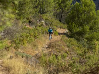 Cicloturismo por la Comunidad Valenciana: un ciclista hace una ruta por montaña.
