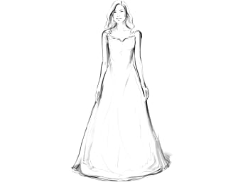 Cortes de vestidos de novia: vestido de novia sencillo con corte en forma de A.