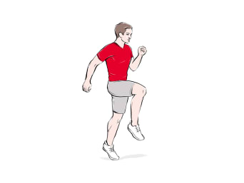 Loop-ABC-oefeningen voor hardlopen: de beweging van de knieheffing.