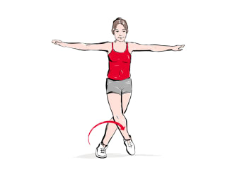 Running ABC exercises: an illustration showing how to do a cross over.