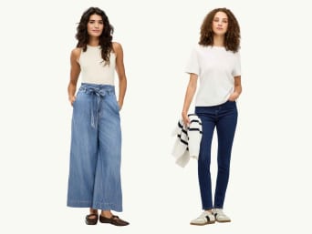Styling-Tipps für minimalistische Mode: Enge und weite Silhouetten kombinieren. Styling-Tipps für minimalistische Mode: Enge und weite Silhouetten kombinieren.