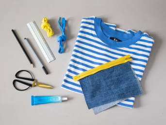 Kleidung Upcycling ohne Nähen – Materialien für die DIY-Projekte.