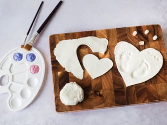 Make your own Mother's Day gifts - materials for the footprint in salt dough.