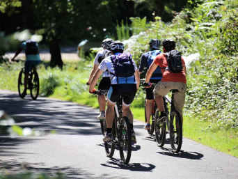 Radwege im Odenwald: Radfahrer erkunden die Region um die Bergstraße. Radwege im Odenwald: Radfahrer erkunden die Region um die Bergstraße.