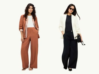 Reiseoutfit Damen: Elegante Reise-Styles mit Stoffhose und Stoffweste. Reiseoutfit Damen: Elegante Reise-Styles mit Stoffhose und Stoffweste.