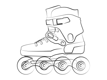 Rolki – uproszczony schemat buta do jazdy na rolkach.