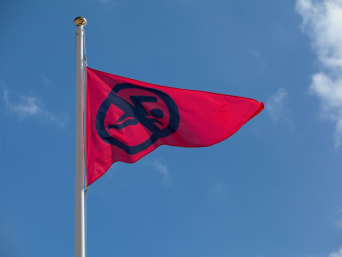 Red flag indicating that bathing is strictly prohibited.