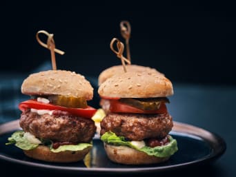 New Year's Eve finger food - mini burgers for a delicious New Year's Eve finger food.