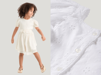 Kleid zur Taufe – Kleines Mädchen in einem weißen Kleid zur Taufe. 