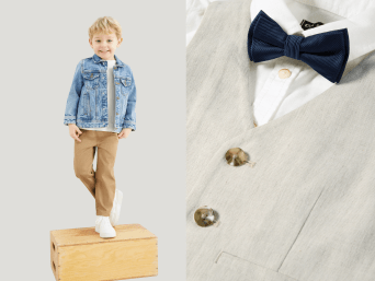 Taufkleidung für Jungs – Täufling in einem festlichen Outfit.