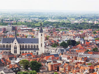 Vakantie Mechelen: uitzicht van boven over de stad Mechelen. 