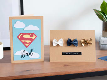 Vatertagskarten: Zwei selbst gebastelte Vatertagskarten zum Nachmachen.