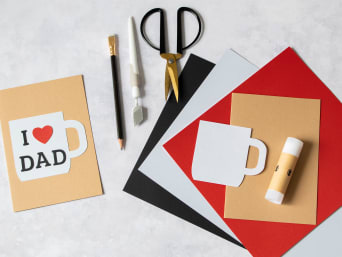 Materials for the homemade Father's Day card with 3D effect.