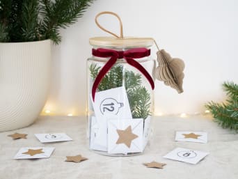 Using a glass for an Advent calendar – a last-minute Advent calendar filled with a family activity for each day of Advent