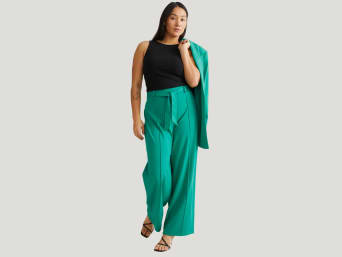 Best trousers for big thighs and calves: Wide leg trousers are very flattering.