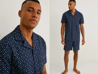 Pyjama Shorty Pour Homme - Ensemble 2 Pièces (t-shirt Manches Courtes Et Pantalon) - Mélange Coton - Coupe Droite - Confortable Et Facile à Repasser
