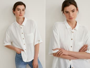 Tredy Linnen blouse wit casual uitstraling Mode Blouses Linnen blouses 