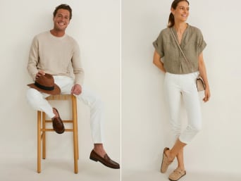 Renovatie jam Faial Witte broek voor dames en heren | C&A Online Shop
