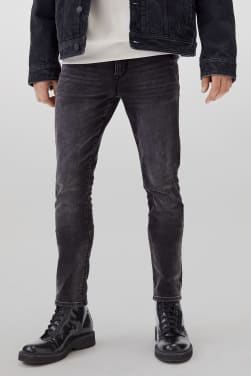 Pantalones Para Hombre de Vestir Moda Pantalón Vaqueros Negro Rasgado  Mezclilla