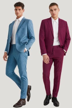 Different colours and fabrics for suits