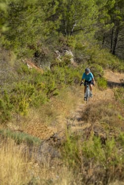 Cicloturismo por la Comunidad Valenciana: un ciclista hace una ruta por montaña.