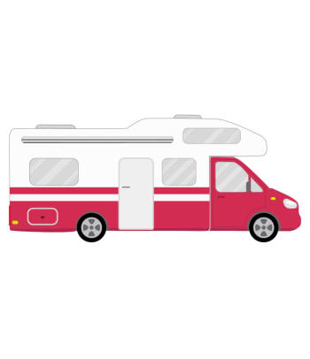 Camping für Anfänger: Vereinfachte Darstellung eines Wohnmobils mit Alkoven.