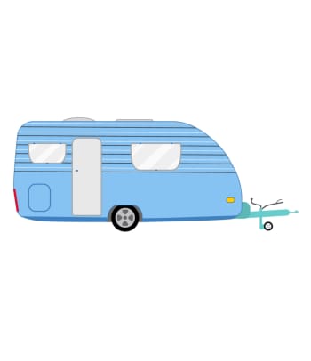 Camping für Anfänger: Vereinfachte Darstellung eines Wohnwagens.