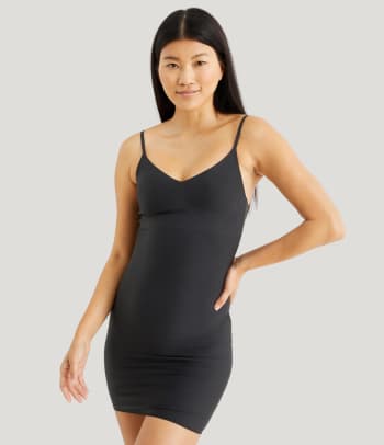 Shapewear for tummy, thighs and buttocks: a woman wearing a shaping slip.