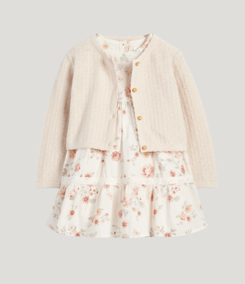 Kleid zur Taufe – Süßes Kleid für Babys mit Strickjacke.