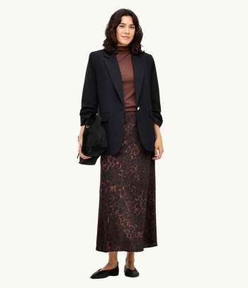 How to style a midi-skirt for a festive occasion: an outfit showing off a silver sequinned skirt.