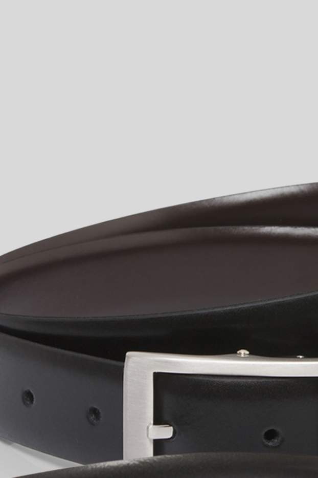 Hommes - Ceinture en cuir réversible - marron foncé