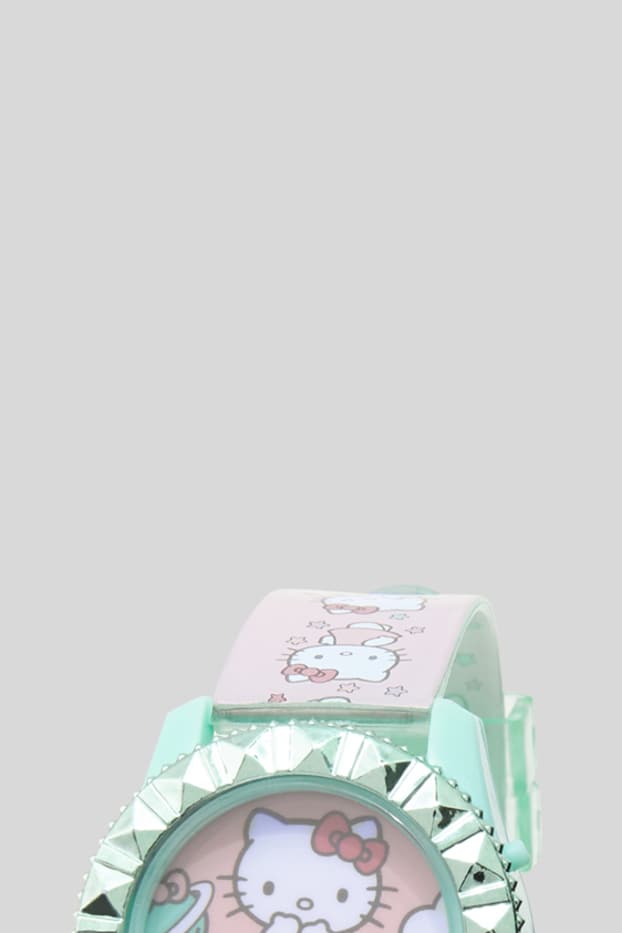 Bambine - Hello Kitty - orologio da polso - effetto brillante - chiarorosa
