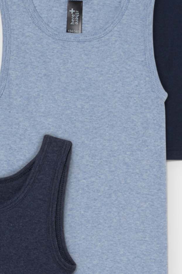 Kinderen: jongens - Set van 3 - hemdje - blauw-mix
