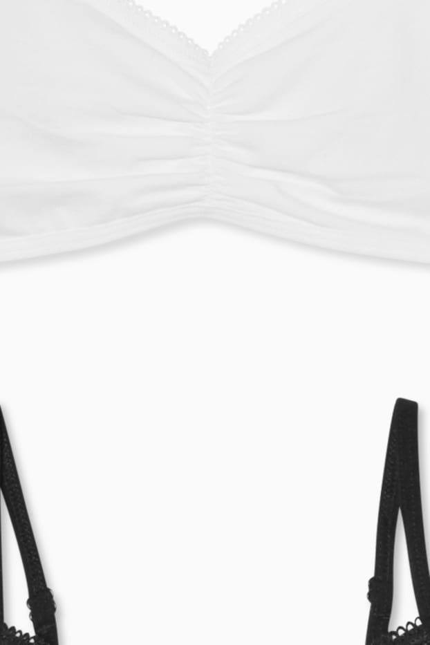 Enfants filles - Lot de 2 - brassières - blanc / noir
