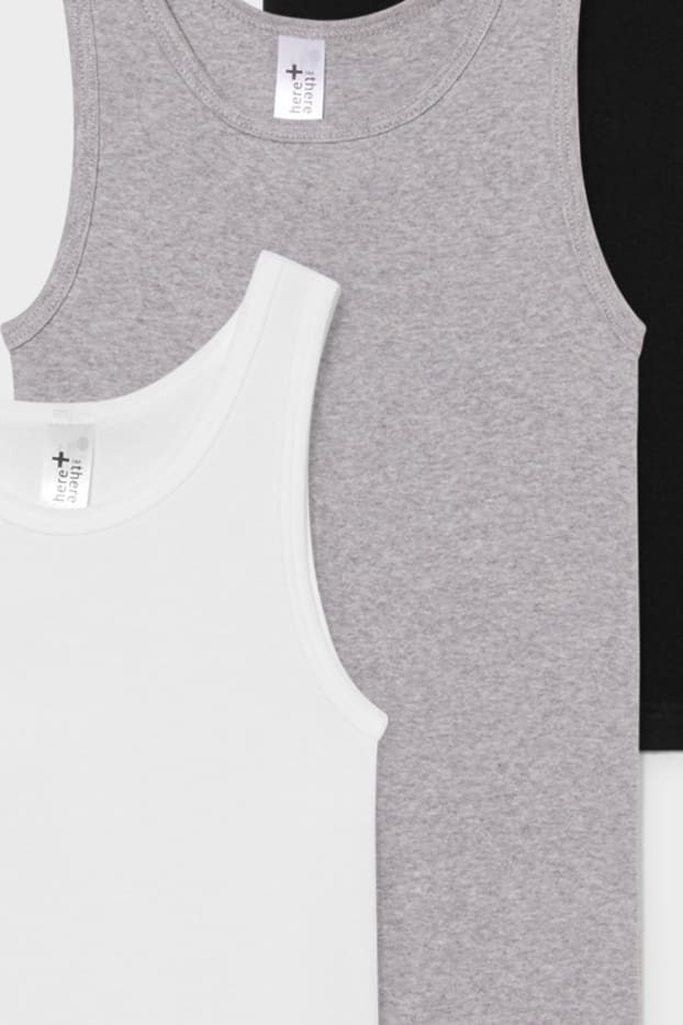 Kinder Mädchen - Multipack 3er - Singlet - weiß / grau