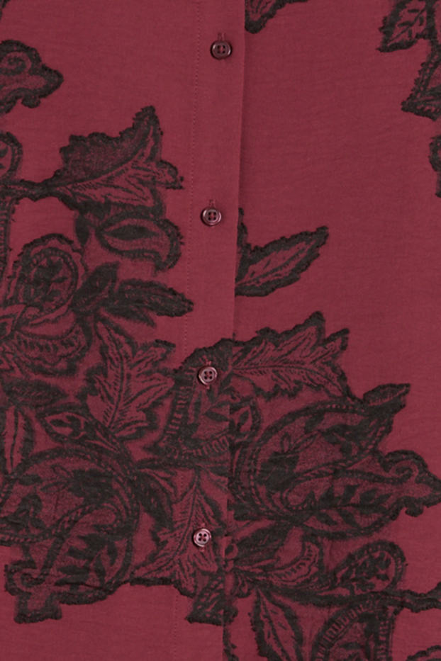 Women - Blouse - floral - textured - bordeaux