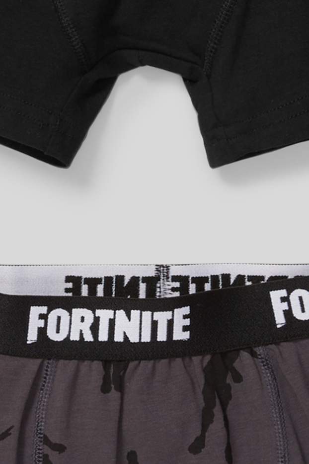 Kinderen: jongens - Set van 2 - Fortnite - boxershorts - zwart / grijs