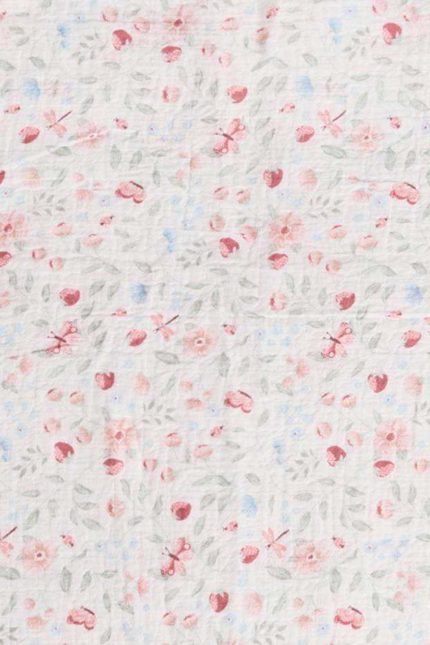 Unisex - Blümchen - Baby-Musselin-Tuch - cremeweiß