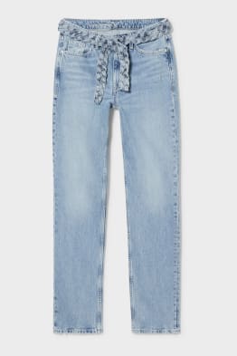 Premium straight jeans with belt
