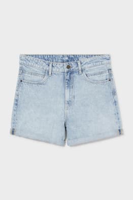 Shorts di jeans - a vita alta - da materiali riciclati