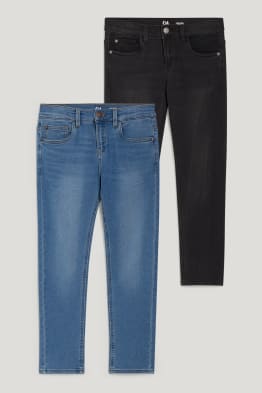 Rozszerzona rozmiarówka - wielopak, 2 pary - slim jeans - jog denim