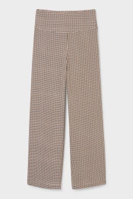 Pantaloni de stofă - palazzo - material reciclat - în carouri